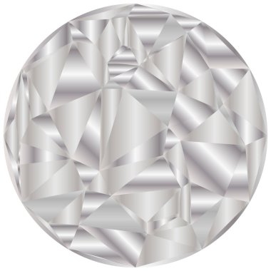 Soyut geometrik çember. Gümüş çokgen şekiller. Kristal yüzey vektörü. Düşük polimerli doku. EPS 10.