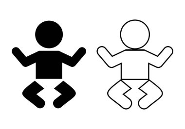 Oturma pozisyonunda siyah beyaz bebek simgelerinin vektör sanatı