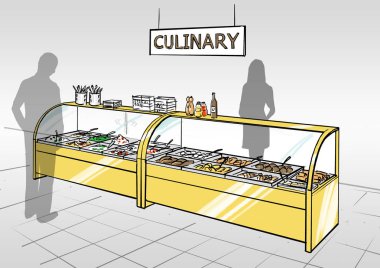 Sayacı hizmet ile bir bakkal iç gösterimi