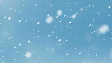 Yumuşak Bokeh Flakes ile Mavi Gökyüzü Kar Arkaplanı