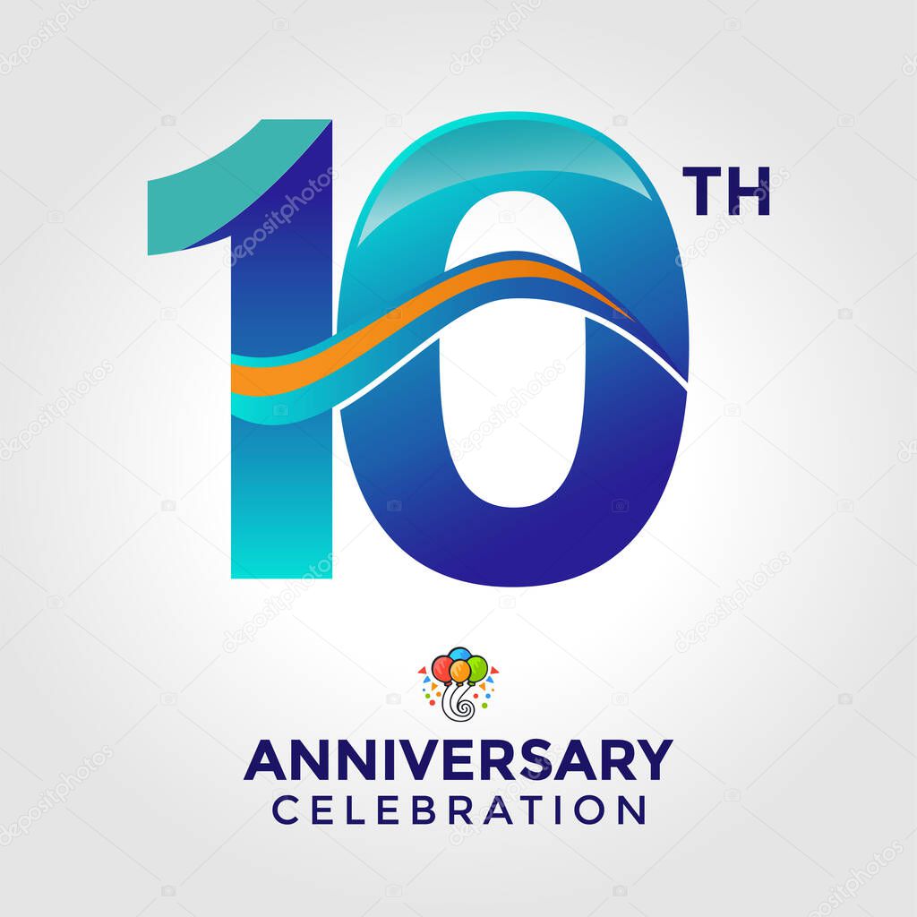 Celebrating a tenth anniversary with a vibrant, modern logo design.