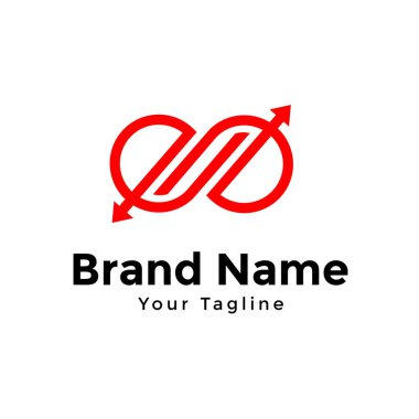 İş büyümesi ve başarı konsepti için okları olan sonsuz döngü logosu tasarımı.