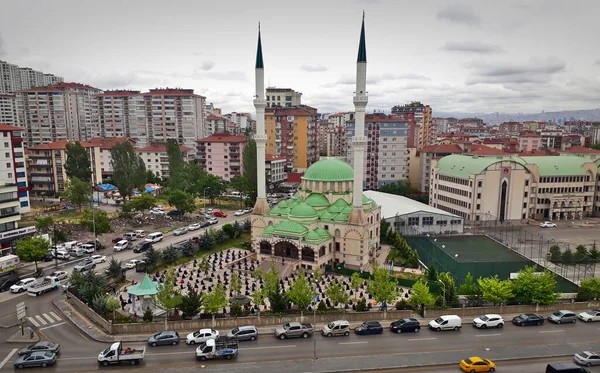 Jumah Prayer Turkey Months Quarantine Mosque High Angle — Stock Photo, Image