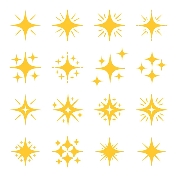 Golden Flat Star Vector Set on White Background Isolated Decorative Icons for Celebration and Design Use