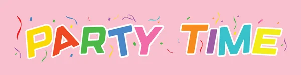 party time holiday colorful typography banner with confetti for festive celebration posters invitations cards and event decoration design