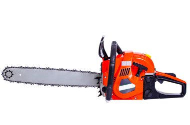 Beyaz arka plan yakın çekim Chainsaw araç