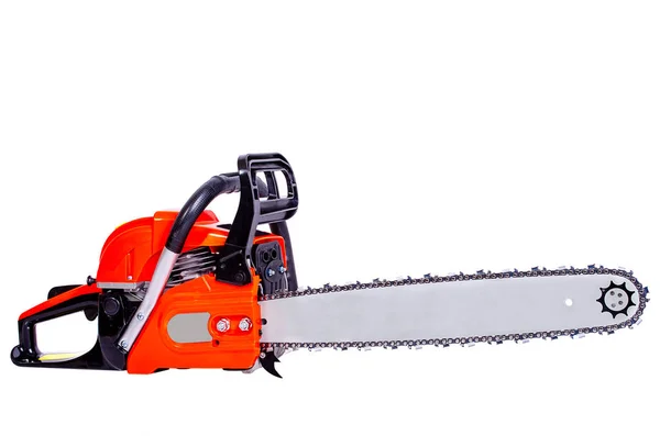 Beyaz arka plan yakın çekim Chainsaw araç