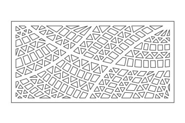 Dekoratif kart kesme. Geometrik etnik desen. Lazer paneli kesilmiş. Oran 1:2. Vektör çizim.