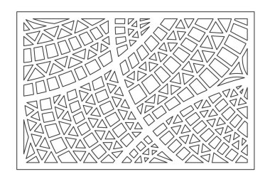 Dekoratif kart kesme. Geometrik etnik desen. Lazer paneli kesilmiş. Oranı 2:3. Vektör çizim.
