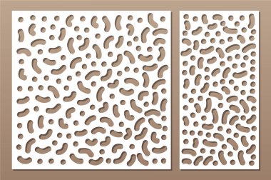 Dekoratif kart kesme için ayarlayın. Puan modeli tekrarlamak. Lazer paneli kesilmiş. Oranı 1:1, 1:2. Vektör çizim.