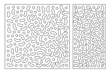Dekoratif kart kesme için ayarlayın. Puan modeli tekrarlamak. Lazer paneli kesilmiş. Oranı 1:1, 1:2. Vektör çizim.