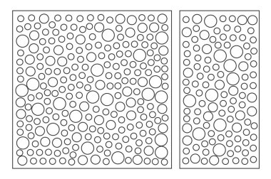 Dekoratif kart kesme için ayarlayın. Puan modeli tekrarlamak. Lazer paneli kesilmiş. Oranı 1:1, 1:2. Vektör çizim.