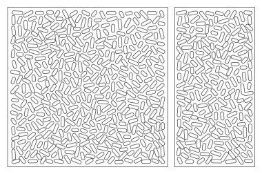 Dekoratif kart kesme için ayarlayın. Puan modeli tekrarlamak. Lazer paneli kesilmiş. Oranı 1:1, 1:2. Vektör çizim.