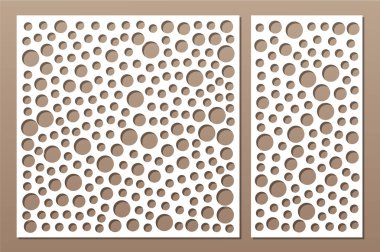 Dekoratif kart kesme için ayarlayın. Puan modeli tekrarlamak. Lazer paneli kesilmiş. Oranı 1:1, 1:2. Vektör çizim.