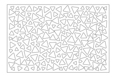 Dekoratif kart kesme. Üçgenler modeli tekrarlamak. Lazer paneli kesilmiş. Oranı 2:3. Vektör çizim.