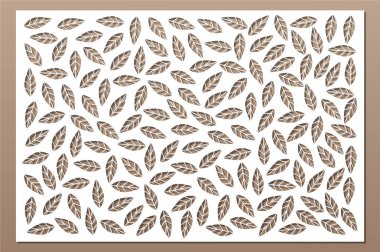 Dekoratif kart kesme. Yaprakları modeli tekrarlamak. Lazer paneli kesilmiş. Oranı 2:3. Vektör çizim.