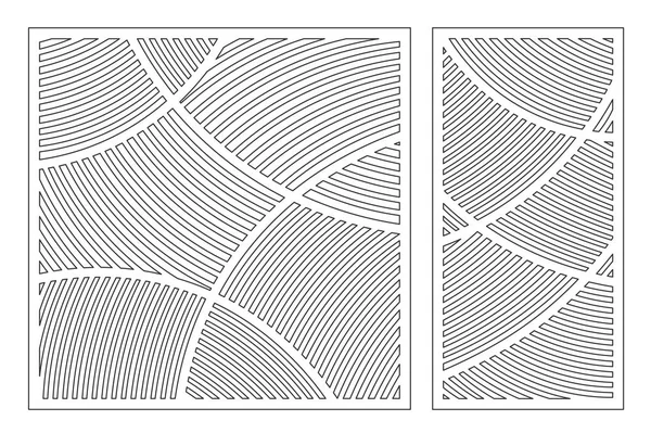 Dekoratif kart kesme için ayarlayın. Geometrik Doğrusal model. Lazer paneli kesilmiş. Oranı 1:1, 1:2. Vektör çizim.