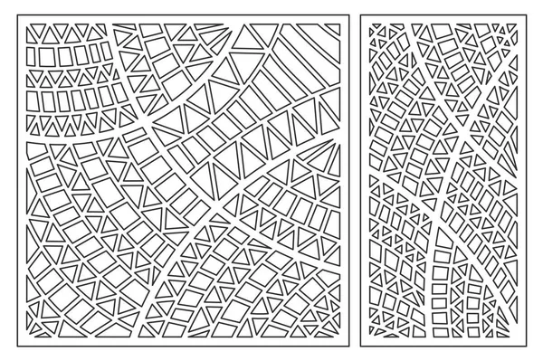 Set dekorative Karte zum Schneiden. geometrische ethnische Muster. Lasergeschnittenes Panel. Verhältnis 1: 1, 1: 2. Vektordarstellung. — Stockvektor