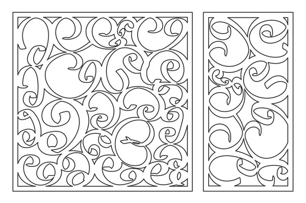 Kesim için şablon. Soyut çizgi deseni. Lazer kesim. Oran 1:2, 1:1 ayarlayın. Vektör çizim.
