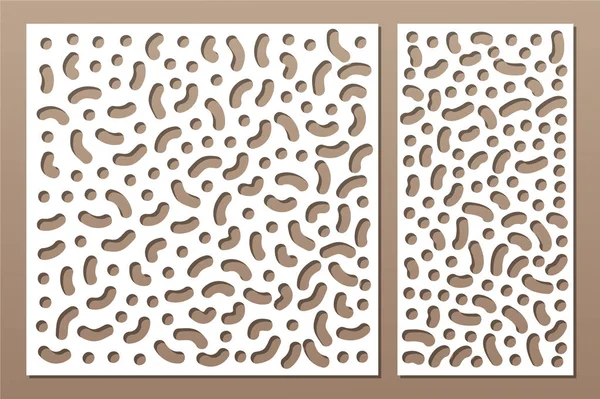 Dekoratif kart kesme için ayarlayın. Puan modeli tekrarlamak. Lazer paneli kesilmiş. Oranı 1:1, 1:2. Vektör çizim.