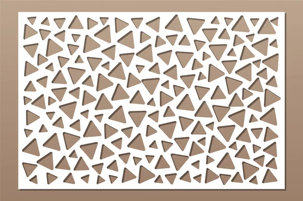 Dekoratif kart kesme. Üçgenler modeli tekrarlamak. Lazer paneli kesilmiş. Oranı 2:3. Vektör çizim.