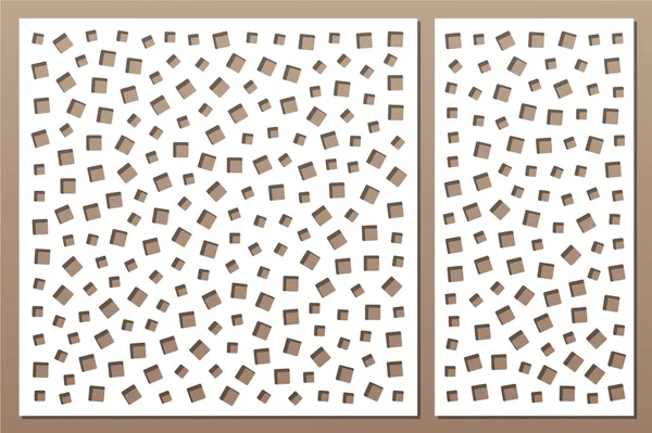 Dekoratif kart kesme için ayarlayın. Kare modeli tekrarlamak. Lazer paneli kesilmiş. Oranı 1:1, 1:2. Vektör çizim.