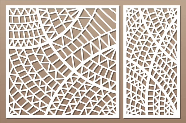 Dekoratif kart kesme için ayarlayın. Geometrik etnik desen. Lazer paneli kesilmiş. Oranı 1:1, 1:2. Vektör çizim.
