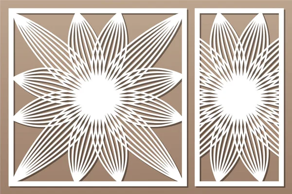 Kesim için şablon. Çiçek, geometrik desen. Lazer kesim. Oranı 1:1, 1:2 ayarlayın. Vektör çizim.