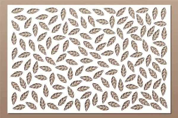 Dekoratif kart kesme. Yaprakları modeli tekrarlamak. Lazer paneli kesilmiş. Oranı 2:3. Vektör çizim.
