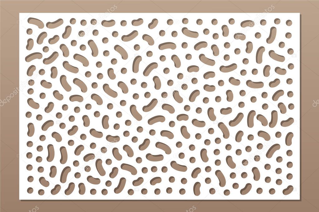 Decorative card for cutting. Repeat points pattern. Laser cut panel. Ratio 2:3. Vector illustration.