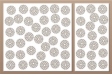 Dekoratif kart kesme için ayarlayın. Nokta modeli tekrarlamak. Lazer paneli kesilmiş. Oranı 1:1, 1:2. Vektör çizim.