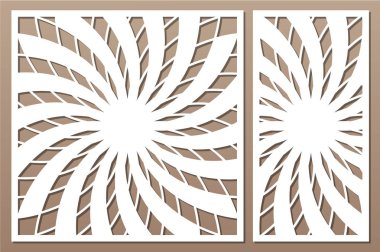 Kesim için şablon. Çiçek, geometrik desen. Lazer kesim. Oranı 1:1, 1:2 ayarlayın. Vektör çizim.