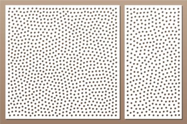 Dekoratif kart kesme için ayarlayın. Nokta modeli tekrarlamak. Lazer paneli kesilmiş. Oranı 1:1, 1:2. Vektör çizim.