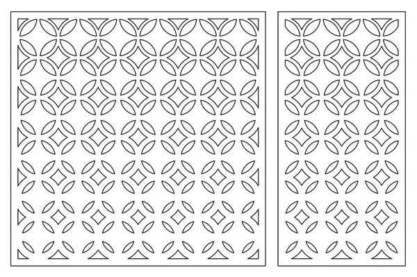 Dekoratif kart kesme için ayarlayın. Geometrik figürler desen. Lazer paneli kesilmiş. Oranı 1:1, 1:2. Vektör çizim.