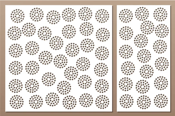 Set de tarjeta decorativa para cortar. Repite el patrón de puntos. Panel de corte por láser. Relación 1: 1, 1: 2. Ilustración vectorial . — Vector de stock
