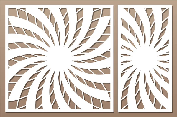 Kesim için şablon. Çiçek, geometrik desen. Lazer kesim. Oranı 1:1, 1:2 ayarlayın. Vektör çizim.