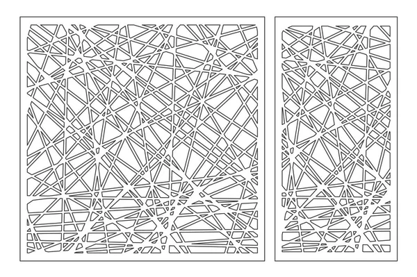 Dekoratif panel lazer kesim ayarlayın. ahşap panel. Zarif modern geometrik soyut desen. Oranı 1:2, 1:1. Vektör çizim.