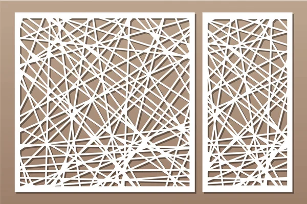 Set decorativo de corte por láser. panel de madera. Elegante patrón abstracto geométrico moderno. Relación 1: 2, 1: 1. Ilustración vectorial . — Archivo Imágenes Vectoriales