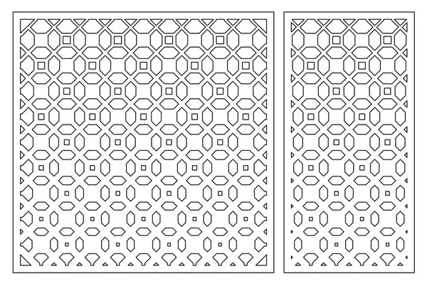 Dekoratif kart kesme için ayarlayın. Geometrik figürler desen. Lazer paneli kesilmiş. Oranı 1:1, 1:2. Vektör çizim.