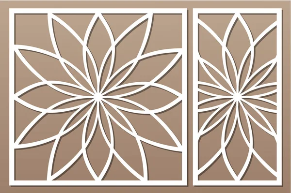 Kesim için şablon. Çiçek, geometrik desen. Lazer kesim. Oranı 1:1, 1:2 ayarlayın. Vektör çizim.