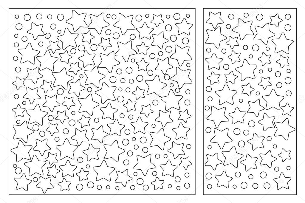 Set decorative card for cutting. Decorative star pattern. Laser cut panel. Ratio 1:1, 1:2. Vector illustration.
