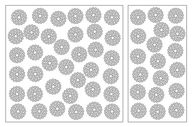 Dekoratif kart kesme için ayarlayın. Nokta modeli tekrarlamak. Lazer paneli kesilmiş. Oranı 1:1, 1:2. Vektör çizim.