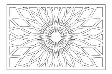 Kesim için şablon. Çiçek, geometrik desen. Lazer kesim. Oranı 2:3 ayarlayın. Vektör çizim.