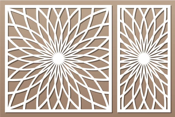 Kesim için şablon. Çiçek, geometrik desen. Lazer kesim. Oranı 1:1, 1:2 ayarlayın. Vektör çizim.