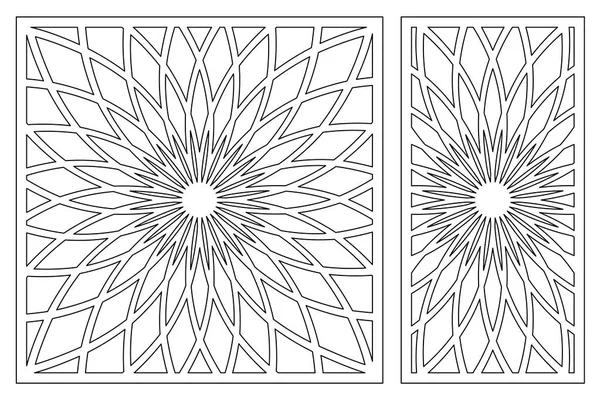 Kesim için şablon. Çiçek, geometrik desen. Lazer kesim. Oranı 1:1, 1:2 ayarlayın. Vektör çizim.