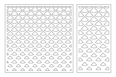 Dekoratif kart kesme lazer veya çizici için ayarla. Çapraz kare desen paneli. Lazer kesim. Oranı 1:1; 1:2. vektör çizim.