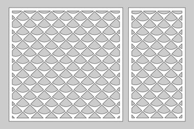 Dekoratif kart kesme lazer veya çizici için ayarla. Çapraz kare desen paneli. Lazer kesim. Oranı 1:1; 1:2. vektör çizim.