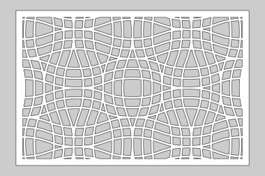 Kesme lazer veya çizici için dekoratif kartı. Doğrusal geometrik desen paneli. Lazer kesim. Oranı 2:3. Vektör çizim.