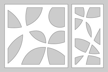 Dekoratif kart kesme lazer veya çizici için ayarla. Art deco stil paneli. Lazer kesim. Oranı 1:1; 1:2. vektör çizim.