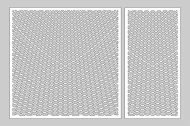 Dekoratif kart kesme lazer veya çizici için ayarla. Doğrusal geometrik desen paneli. Lazer kesim. Oranı 1:2, 1:1. Vektör çizim.